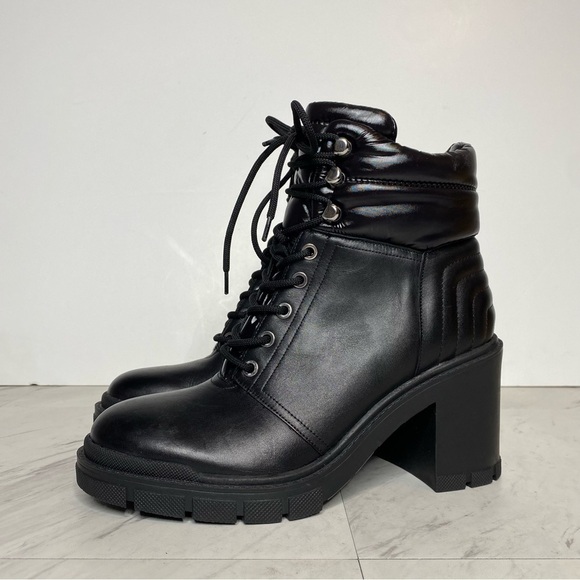 New! Marc Fisher Velima Black Leather Lace Up Lugsole Bootie 8.5 M - Picture 15 of 15